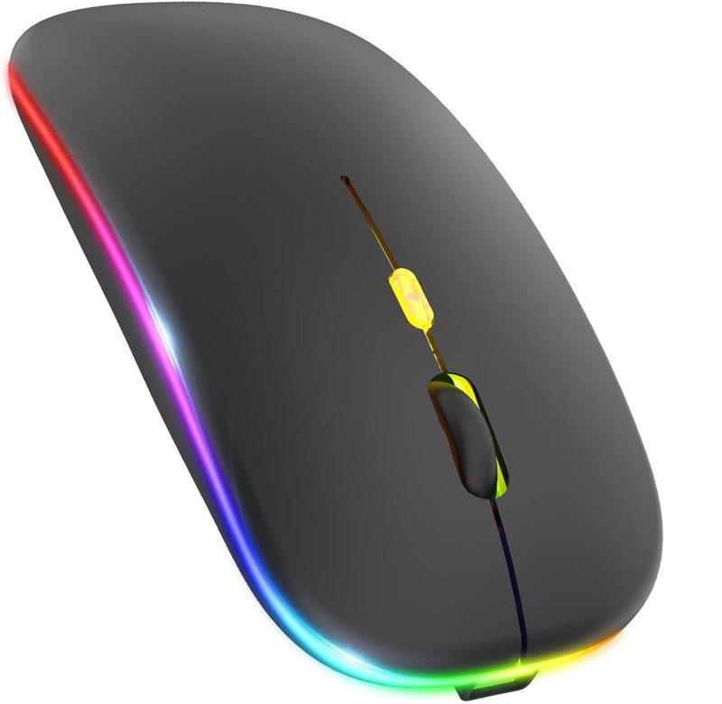 ELECTRO WOLF LED 2.4Ghz Wireless Slim Silent Portable 3 Adjustable DPI Level |USB Type C OTG| Ambidextrous Optical  Gaming Mouse(2.4GHz Wireless, Bluetooth, Black)