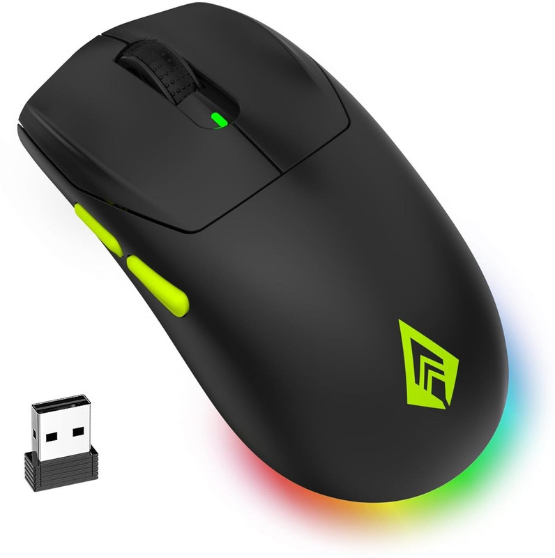 Archer Tech Wireless Gaming Mouse 3 Connectivity 1000 DPI, RGB, 7 Programable Buttons Ergonomic Touch Gaming Mouse(2.4GHz Wireless, Bluetooth, Black)