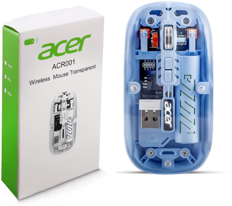 Acer Transparent Rechargeable Bluetooth Ambidextrous Optical Mouse(2.4GHz Wireless, Bluetooth, Blue)