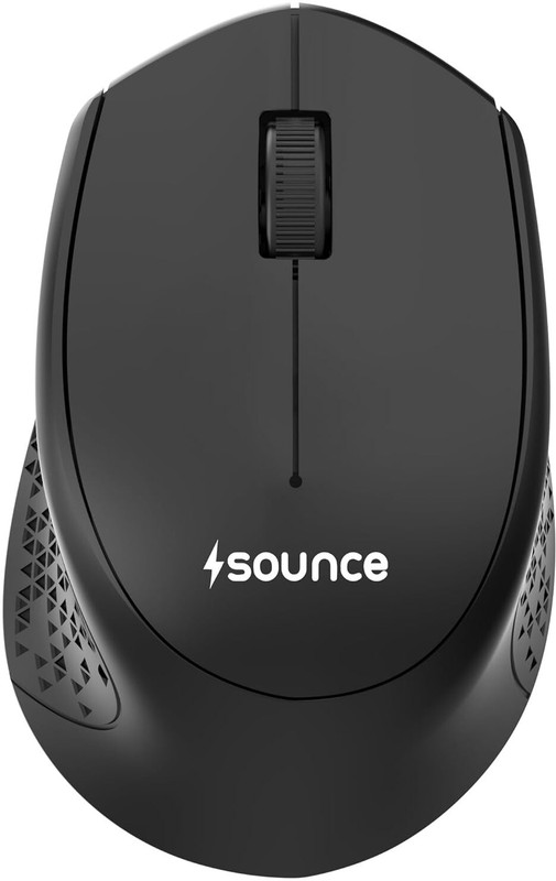 sounce Zyro | SNC-WRLMUS-BLK Ergonomic Optical  Gaming Mouse Nano Receiver with 1000 DPI Optical Sensor, 3 Button, 18M Battery Life, Quieter Clicks and Smooth Tracking for PC LaptopUsers With Bluetooth(2.4GHz Wireless, Black)