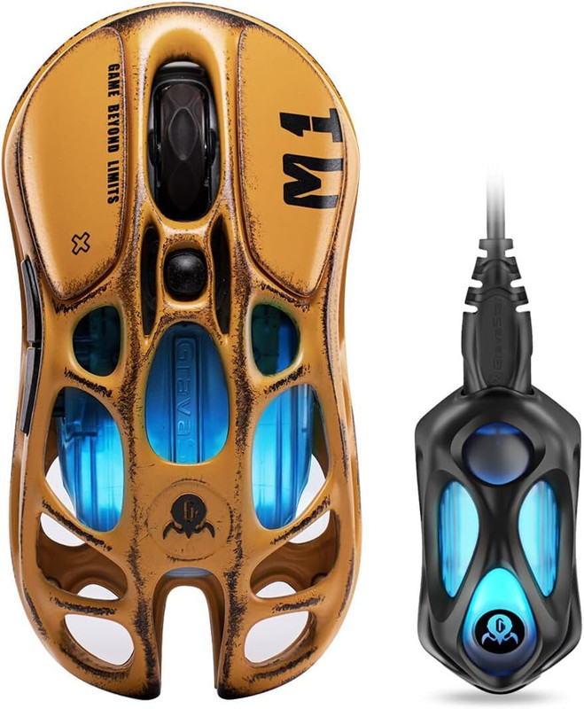 GravaStar M1 Pro Ambidextrous Optical  Gaming Mouse With Bluetooth(2.4GHz Wireless, Yellow)