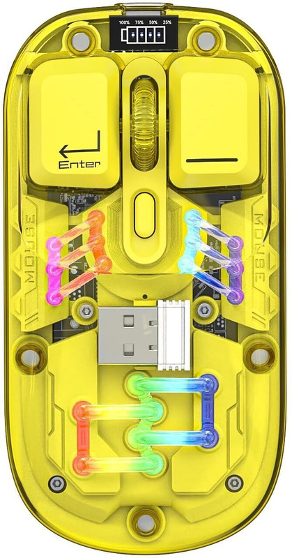 Etzin Wireless Mouse Tri-Mode 2.4GHz/BT5.0/BT5.0Bluetooth Silent EPL-1277KM Ambidextrous Optical Gaming Mouse(2.4GHz Wireless, Bluetooth, Yellow)