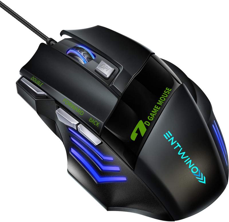 ENTWINO iMiceX7 Gaming Mouse 7 Buttons RGB Light Sports Design For Laptops & PC, Braided Wired Ambidextrous Optical  Gaming Mouse(USB 2.0, USB 3.0, Black)