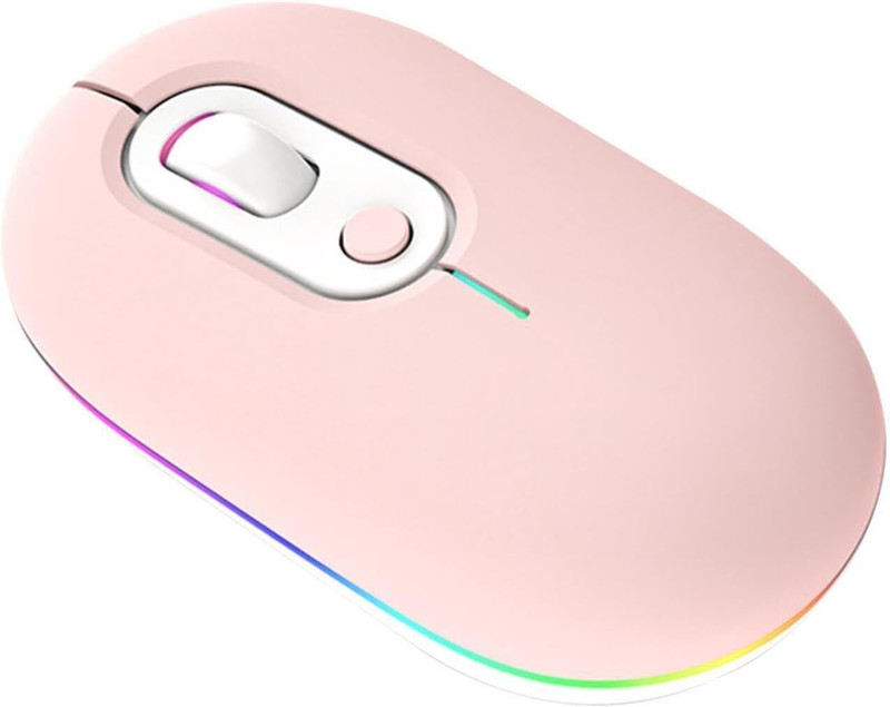 ELECTRO WOLF Portable Silent Slim Bluetooth 5.2 & USB 2.4Ghz Dual Mode With RGB Rechargeable Ambidextrous Optical Gaming Mouse(2.4GHz Wireless, Bluetooth, Pink)