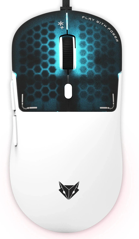 EVOFOX Phantom Air Wired Ambidextrous Optical  Gaming Mouse Programmable Ultra Light Weight RGB lighting(USB 2.0, White)