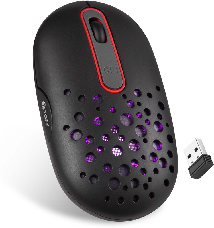 Zoook Slideshow 2in1 Wireless Rechargeable Mouse cum Presenter/1600 DPI/7 Color LED Wireless Ambidextrous Laser Mouse(2.4GHz Wireless, Black)