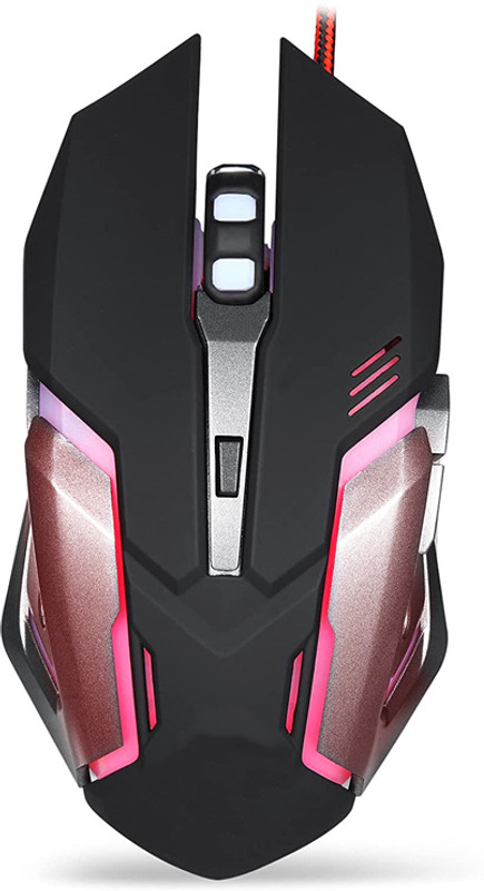 ENTWINO G5 Gaming Mouse, 6 Buttons, Braided Wire, USB Mouse for Laptop & Computer Wired Ambidextrous Optical Gaming Mouse(USB 2.0, Metallic)
