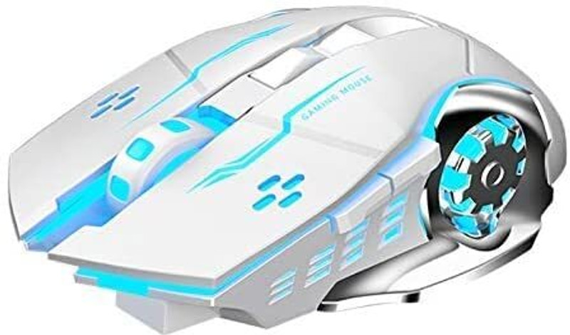 coolcold Wireless Rechargeable Gaming Mouse With RGB, 2400 DPI LED Backlight 6 Button Ambidextrous Optical Gaming Mouse(2.4GHz Wireless, Black)