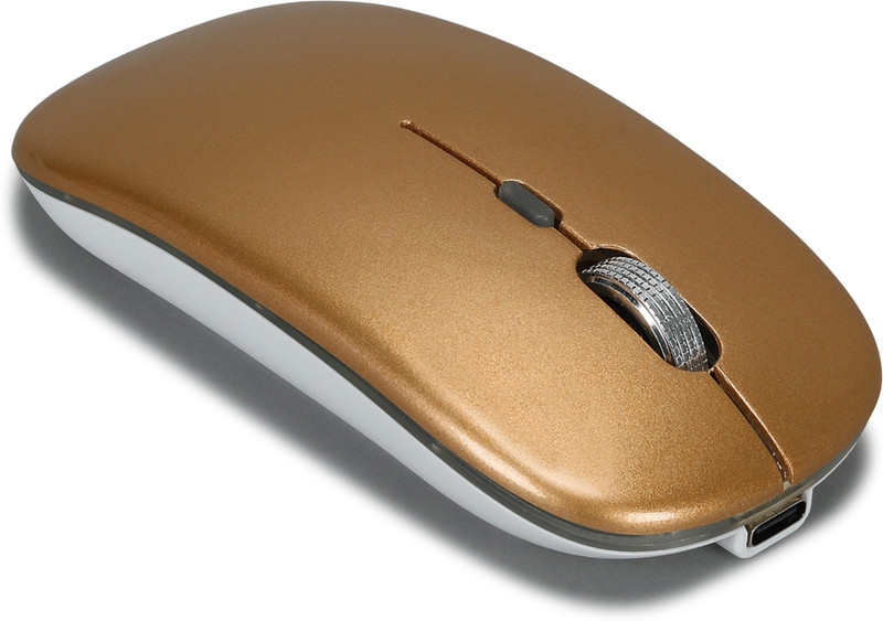 Dezful Rechargeable Croma Bluetooth mouse Ergonomic Optical Mouse(Bluetooth, 2.4GHz Wireless, Type C, Gold)