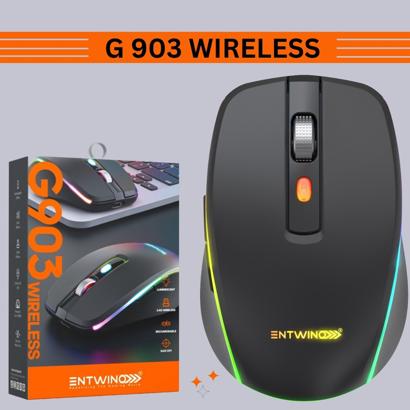 ENTWINO G903 WIRELSS and REACHARGABLE GAMING MOUSE Right Handed Optical  Gaming Mouse(2.4GHz Wireless, Bluetooth, Black)