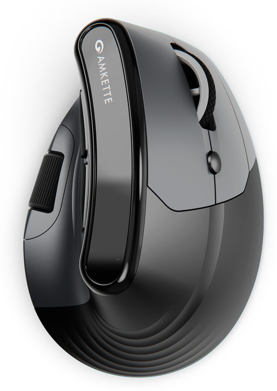 AMKETTE XS Series Natural Multi-Device 3200 DPI Rechargeable Ergonomic Optical Mouse(Bluetooth, 2.4GHz Wireless, Black)