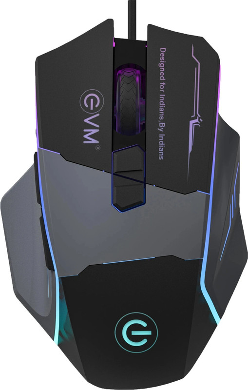 EVM M06087 Wired Ambidextrous Optical  Gaming Mouse �RGB, 6400 DPI 8-Button Wired(USB 3.0, Black)