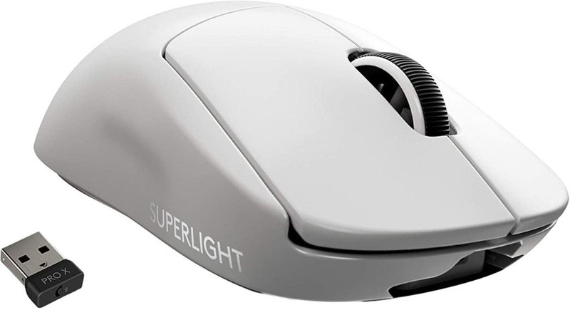 Logitech G PRO X Superlight / Hero 25K Sensor, Adj DPI 25.6K DPI, 5 Programmable Buttons Wireless Ambidextrous Optical Gaming Mouse With Bluetooth(USB 2.0, White)