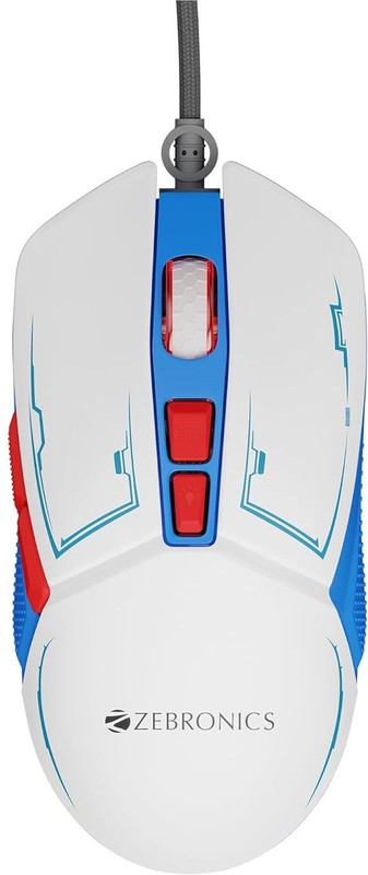 ZEBRONICS Zeb-Astro with Upto 7200 DPI, 7 Buttons, Braided Cable Wired Ambidextrous Optical Gaming Mouse(USB 2.0, White)