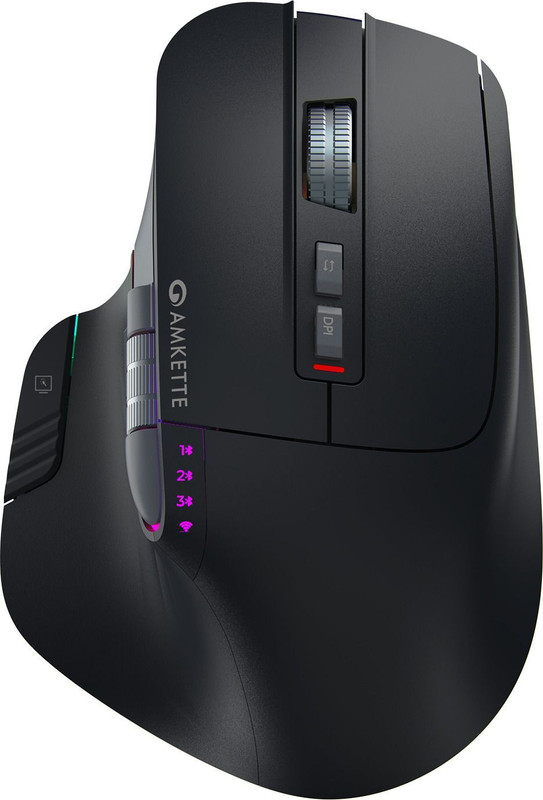 AMKETTE XS Series Flow Ergonomic Optical Mouse Multi-Device 3200 DPI Rechargeable(Bluetooth, 2.4GHz Wireless, Black)