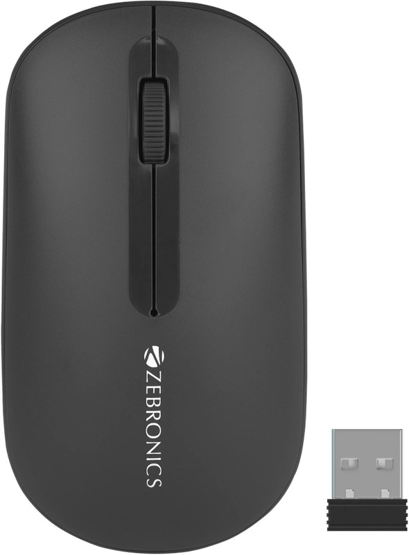 ZEBRONICS Pulse Wireless Ambidextrous Optical Mouse Wireless Mouse, 1200DPI, Dual BT, Multi-Connect, Lightweight Comfort with Bluetooth(2.4GHz Wireless, Bluetooth, Black)