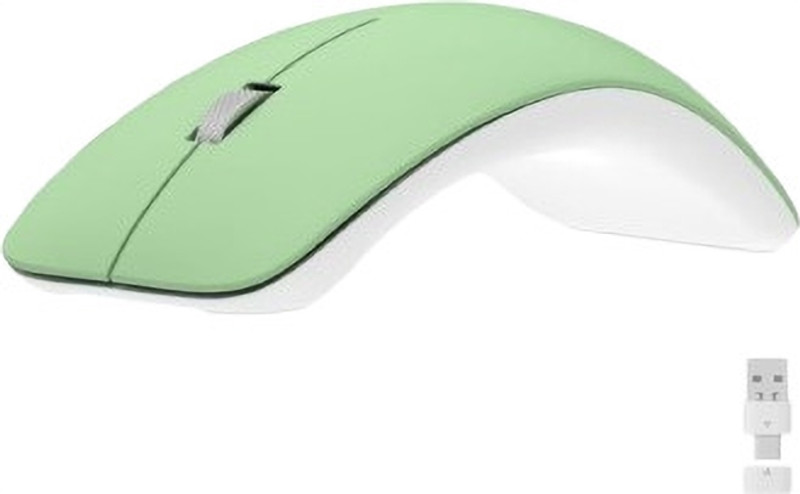 Aurora World AW World Wireless Mouse – Ergonomic Curve, USB & Type-C -15 Ergonomic Optical Mouse(2.4GHz Wireless, Green)