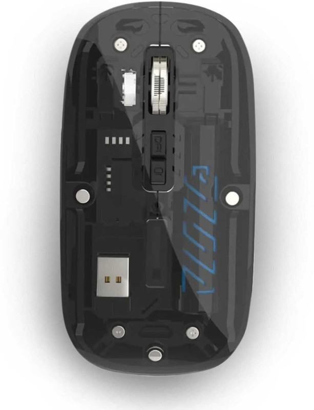 otoobest Pureview Transparent Wireless and Bluetooth Rechargeable Mouse Ambidextrous Optical Gaming Mouse With Bluetooth(2.4GHz Wireless, Black)