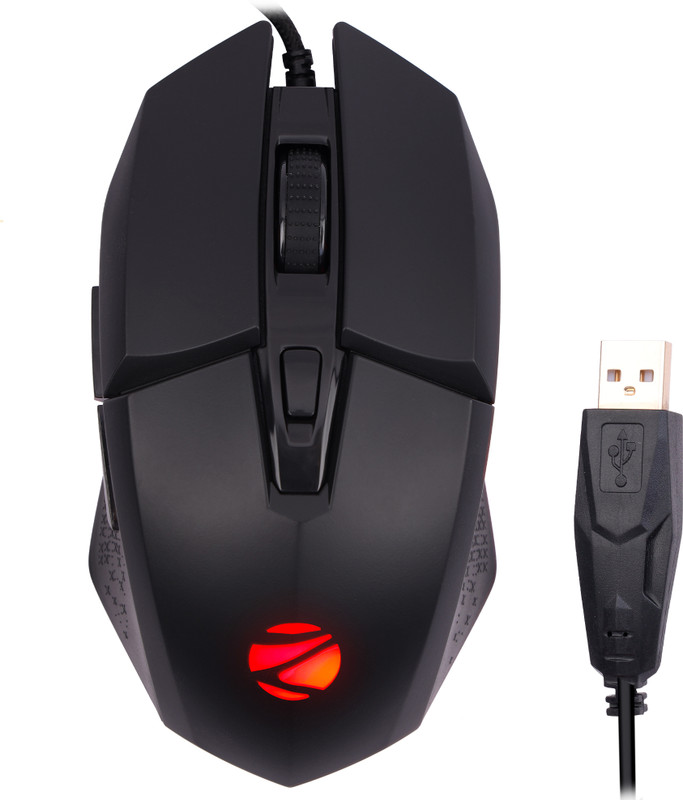 ZEBRONICS Shark Wired Ambidextrous Optical  Gaming Mouse Premium Gaming Mouse, 6400 DPI, 6 Buttons, RGB, High Resolution Sensor(USB 2.0, Black)