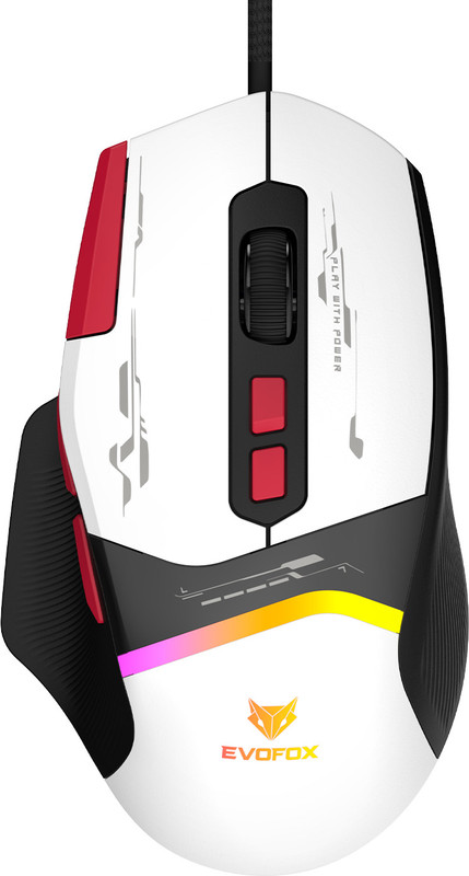 EVOFOX Blaze Wired Ergonomic Optical Gaming Mouse 12800 DPI Gaming Sensor and 8 Buttons RGB(USB 2.0, White)
