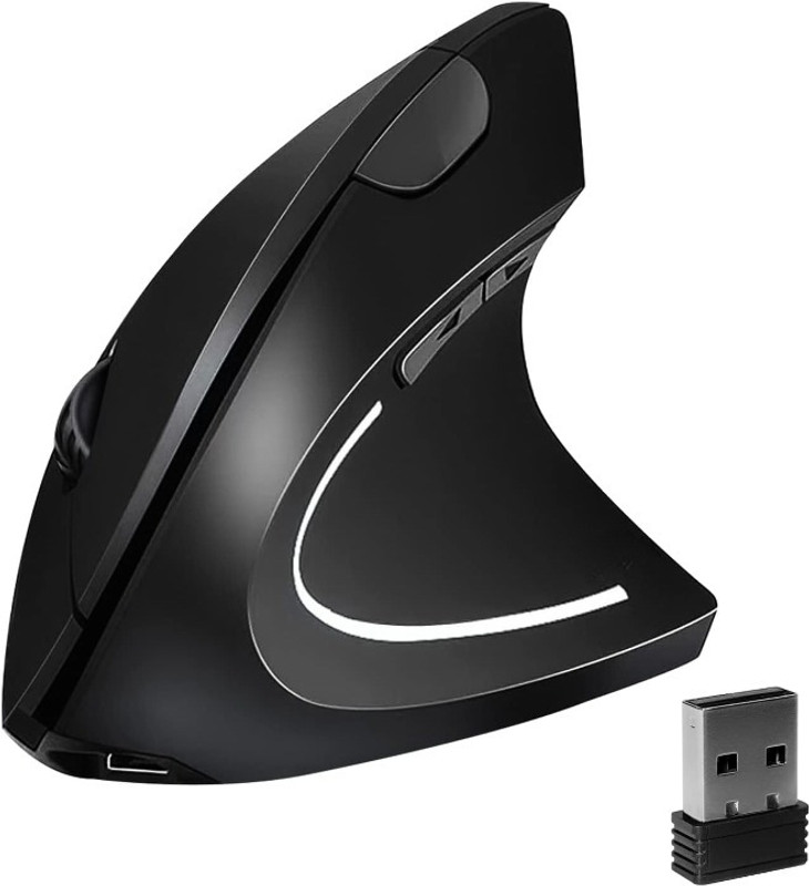atdaraz Ergonomic Mouse Vertical -Rechargeable 2.4GHz Optical 1600DPI Ambidextrous Optical  Gaming Mouse With Bluetooth(2.4GHz Wireless, Black)