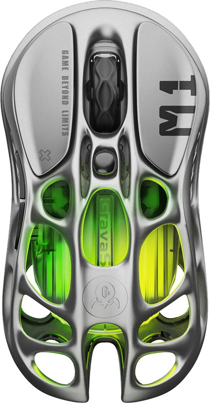 GravaStar M1 Ambidextrous Optical Gaming Mouse With Bluetooth(2.4GHz Wireless, Grey)