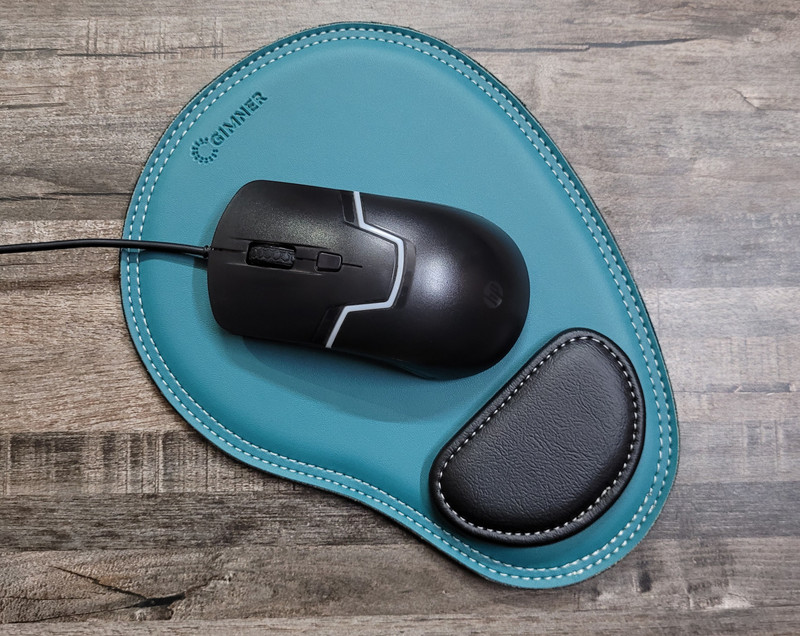 GIMNER Leather Mouse Pad with Wrist Support ,Ergonomically Designed Non- Slip Non Slip Base Mousepad(Blue)