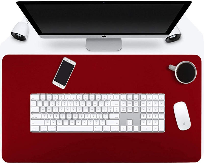 pepplo Leather Desk Pad,Non-Slip Office Desk Pad Protector,Set of 1(Wine Red,80x40CM) Non Slip Base Dual Sided Mousepad(Wine Red)