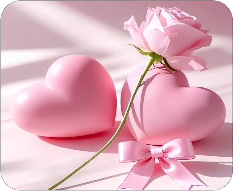 Primtastichub PINK HEART 1 Non Slip Base Mousepad(Pink)