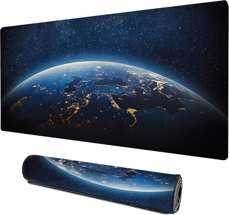 Dyazo Plus Large Earth Design Extended Deskmat Water-Resistant for Laptop & Notebooks Non Slip Base Mousepad(Blue)