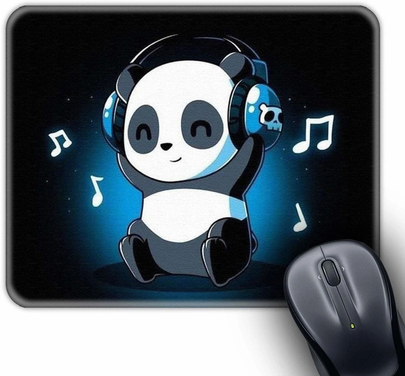 ZORI Panda Animal Music Headphone Pattern Printed Mouse pad for PC / Printed Mouse Pad – Gaming Mouse Pad for Laptop/Computer (Gifts for Men/Women/Girl/Boys) Size 8x7 Inches( Pack of 1 ) Non Slip Base Mousepad(Headphone Pattern)