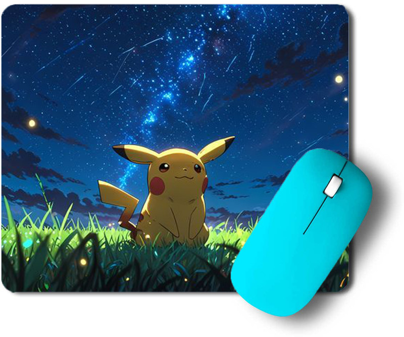 Aggarwal Pursuits Printed Pikachu Premium-Textured Custom Mouse Mat Thick 7x9.5 inch Non Slip Base Mousepad(Blue)