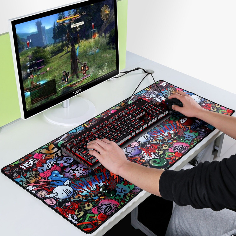 Frackson Cartoon Gaming Large with Anti-Fray Cloth Water-Resistant for Home and Office. Non Slip Base Mousepad(Multicolor)