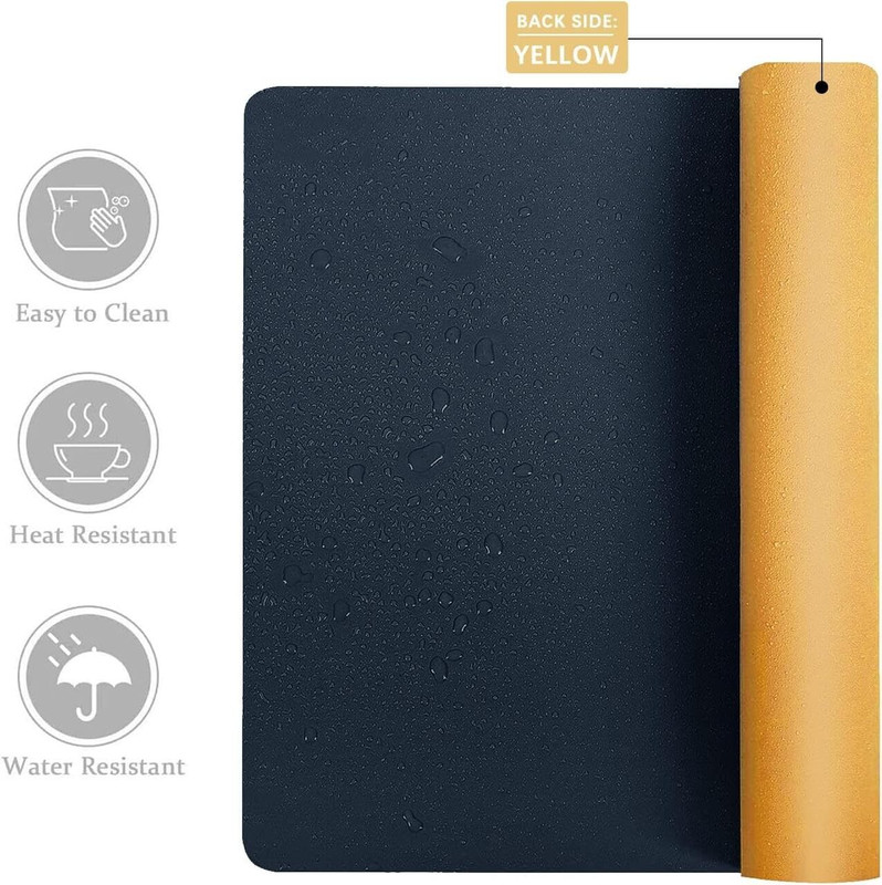 SPIRITUAL HOUSE Waterproof Gaming Mouse Pad, Vegan PU Leather Table Mat 80*40 Non Slip Base Dual Sided Mousepad(Yellow, Blue)