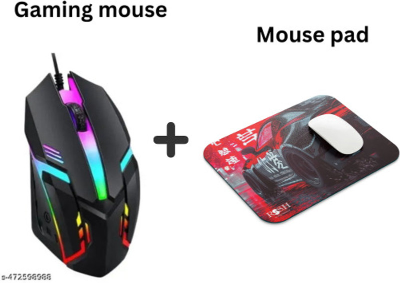 rssh creation Mouse and Mouse 1 Pad Combo Non Slip Base Mousepad(Multicolor)