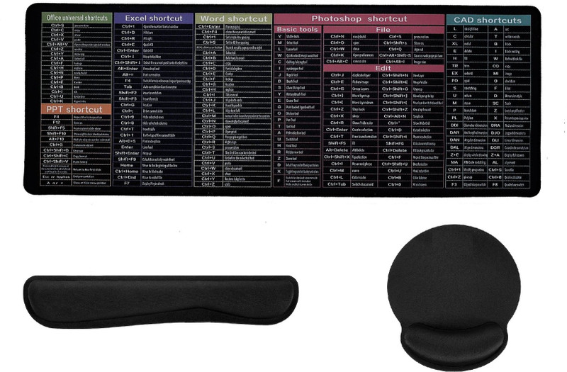 WOLBLIX 3-in-1 Large Mousepad Shortcut Key +Keyboard Wrist Rest+Mouse Wrist Rest Non Slip Base Mousepad(Multicolor)