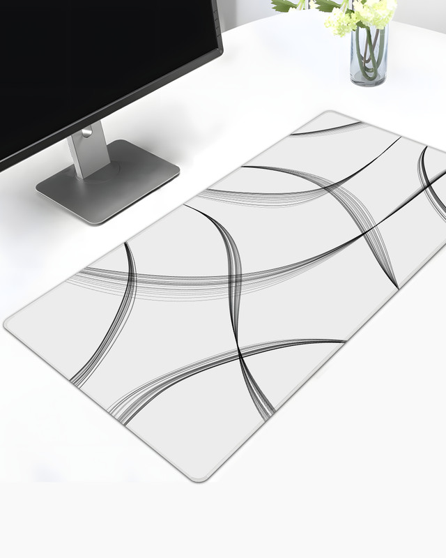 Teesown White Strokes Deskmat for Laptop/Pc Non Slip Base Mousepad(White)