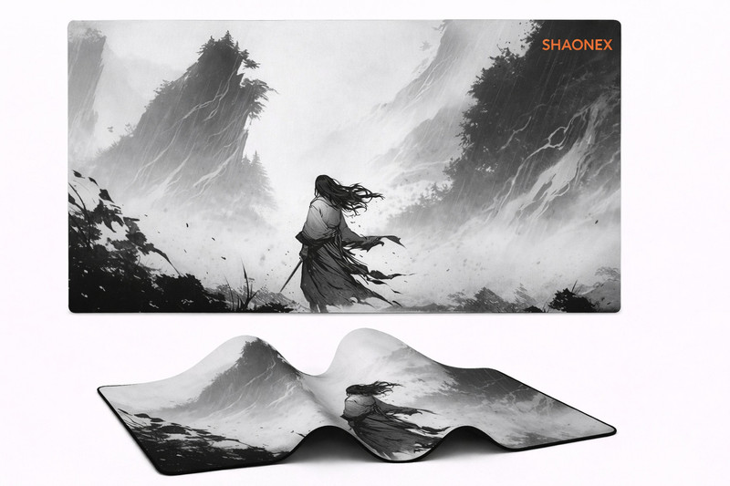 XENOAHS Samurai Minimal Gaming Mouse Pad Non Slip Base Mousepad(White, Black)