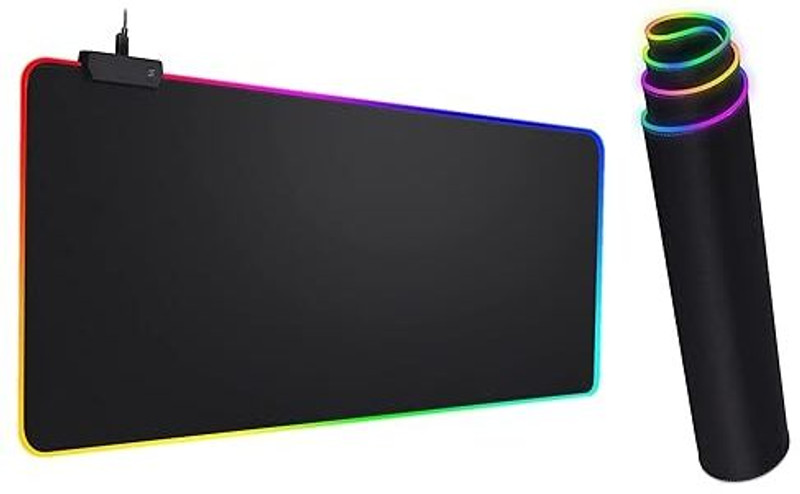 MSNB Gaming RGB Mouse Pad 80x30 cm LED Extended Desk Mat for Keyboard & Mouse Non Slip Base Dual Sided Mousepad(Black (RGB LED Border))