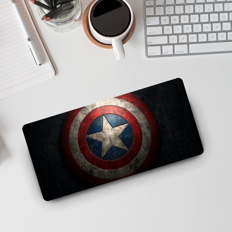 Sigma One Captain America Shield Keyboard Mouse Pad Mat - Waterproof (23x11 INCH) Non Slip Base Mousepad(Black)