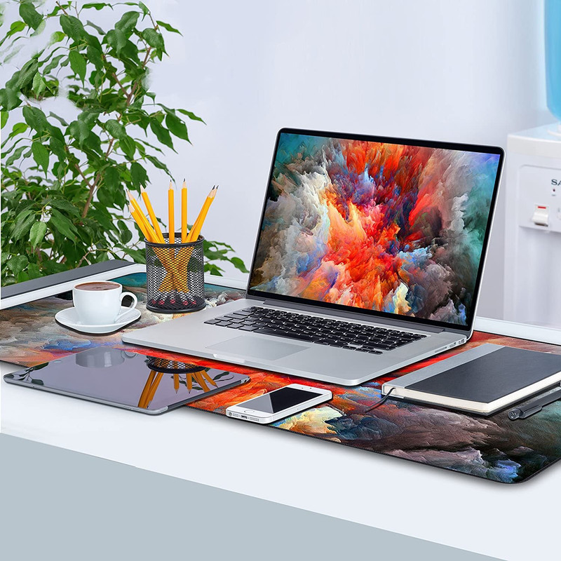 Frackson Cloud Brust Large with Anti-Fray Cloth Water-Resistant for Home and Office. Non Slip Base Mousepad(Multicolor)