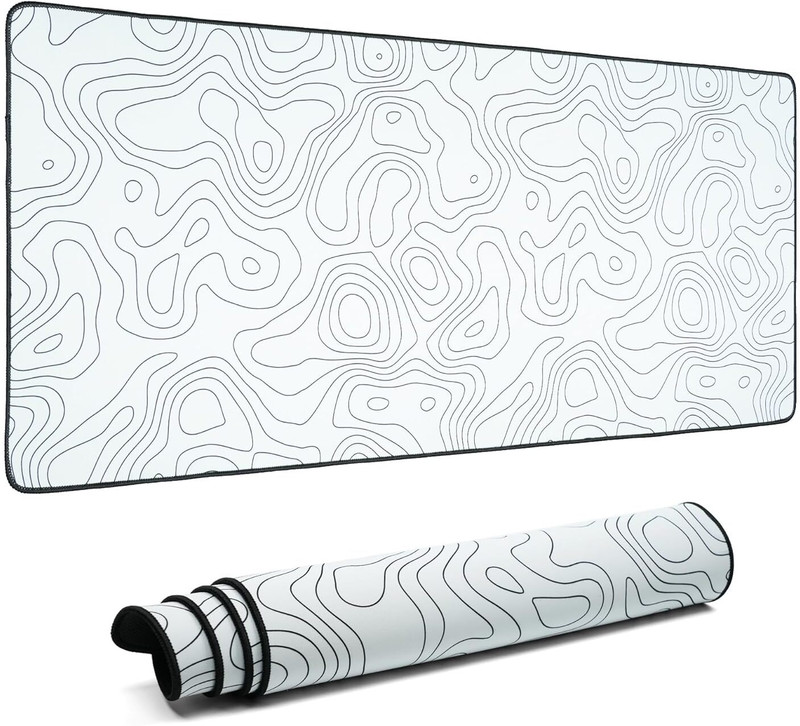 Saco Extended Gaming Mouse Pad for PC | Large Desk Mat 900×400×3mm Non Slip Base Mousepad(White Topo)