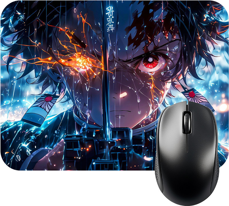 FINIXSTORE Anime Tanjiro with sword Printed Mouse Pad (9 inch x 7 inch) Non Slip Base Mousepad(Multicolor)