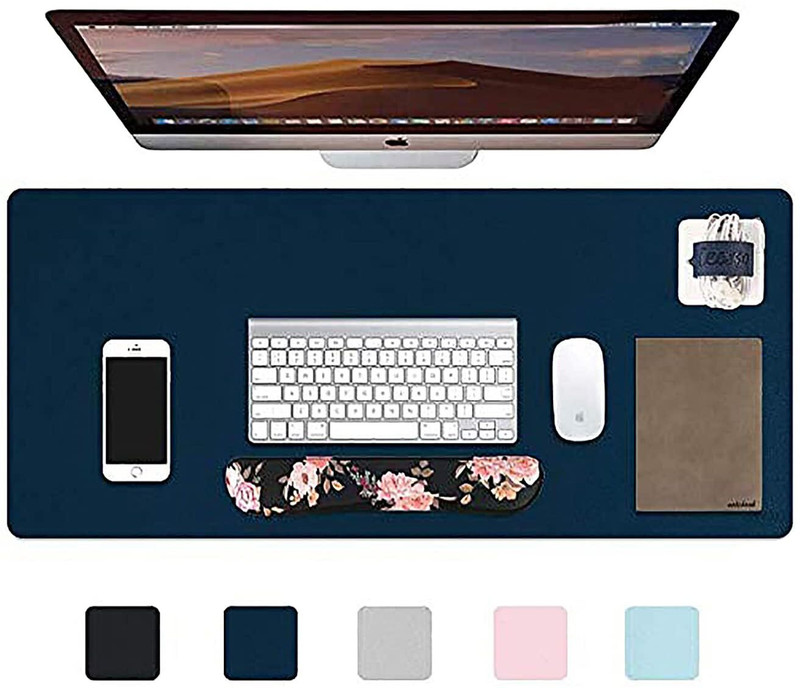 SYGA Desk Pad Protector Waterproof PU Desk Mat for Office & Home Non Slip Base Dual Sided Mousepad(Black & Red)