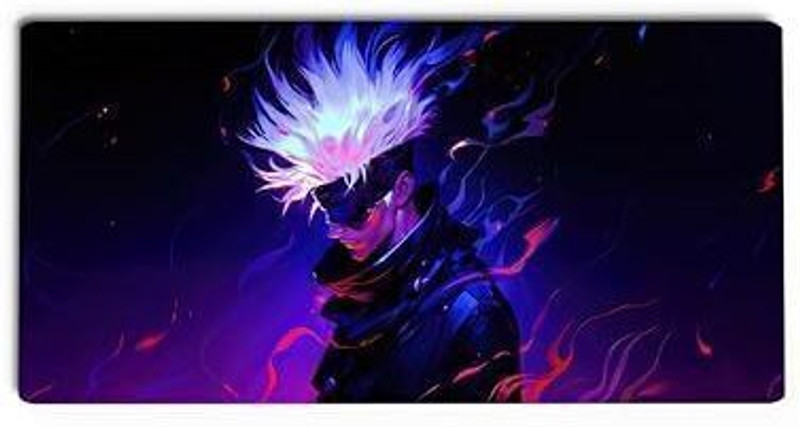 Gifting Domus Satoru Gojo Colorful Art Anime Large Mouse Pad With 10 Free Anime Stickers, Non Slip Base Mousepad(Multicolor)
