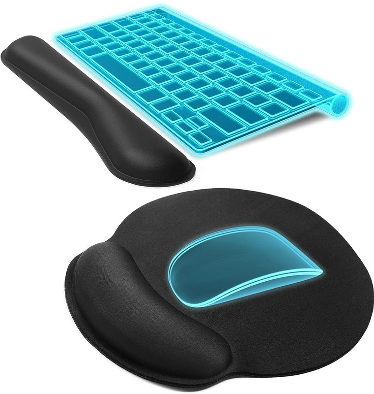 Joyjay 2-in-1 Keyboard Wrist Rest, Memory Foam Pad for Keyboard, Non Slip Base Mousepad(Multicolor)