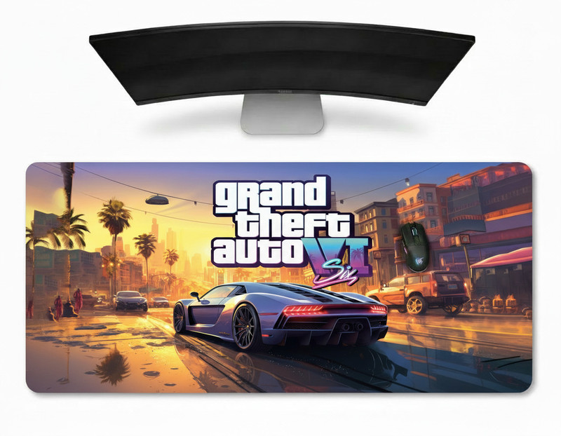 Wild Exoti Designs WEID - GTA GrandTheftAuto6 Extended Gaming Mouse Pad 23 x 11 – Large Desk Mat Non Slip Base Mousepad(Multicolor)