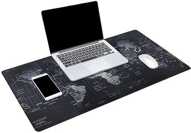 HVG TRADERS Gaming World Map 90cmX40cm Mouse Pad & Keyboard Desk Mat Non Slip Base Mousepad(Black)