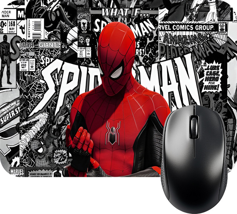 FINIXSTORE Premium SpiderMan With Comic Background Printed (9 inch x 7 inch) Non Slip Base Mousepad(Multicolor)