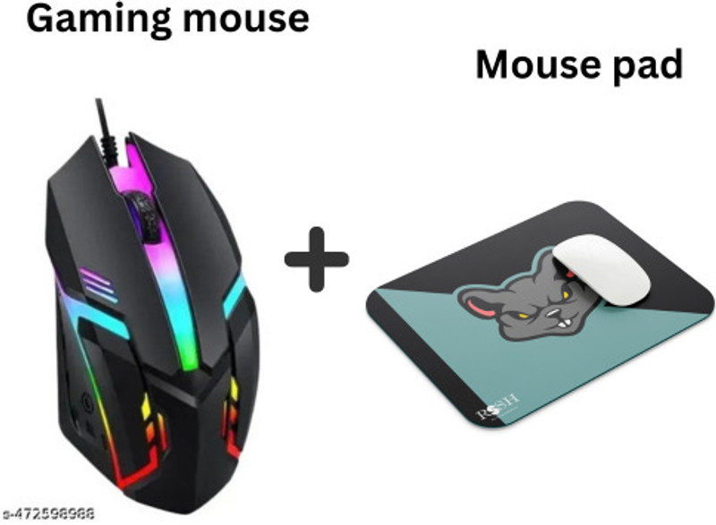 rssh creation Mouse pad and Mouse Combo Pack Non Slip Base Dual Sided Mousepad(Multicolor)